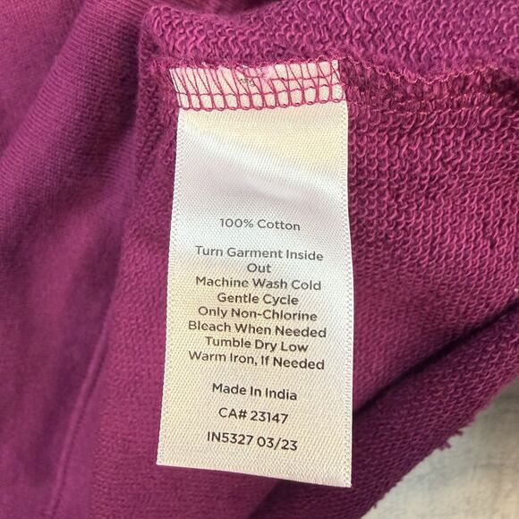 Talbots French Terry Ruffle Sweatshirt Dress Medium Purple Gold Button Preppy - Picture 5 of 10